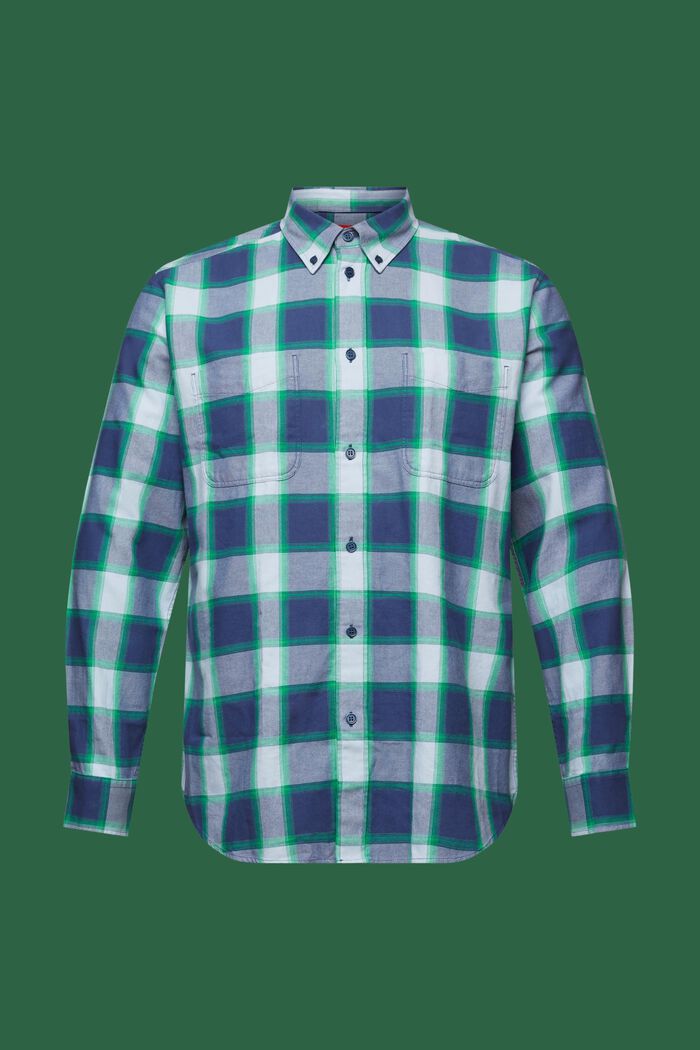 Koszula w kratkę z flaneli bawełnianej, GREY BLUE, detail image number 6