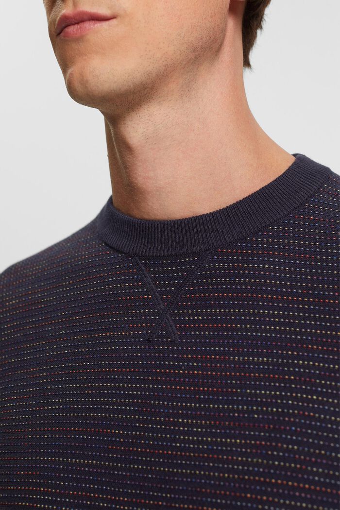 Sweter w kolorowe paski z bawełny organicznej, NAVY, detail image number 2