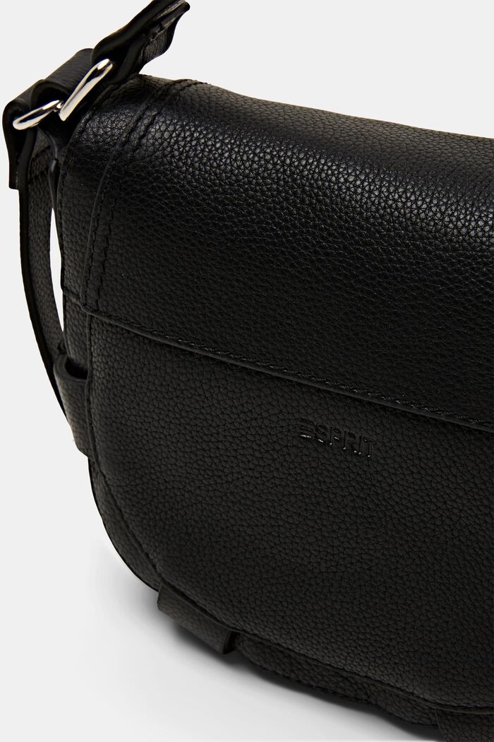 Skórzana torebka typu saddle bag z ozdobnymi paskami, BLACK, detail image number 1