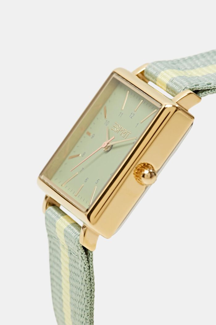 Zegarek ze stali nierdzewnej z materiałowym paskiem, GREEN, detail image number 1