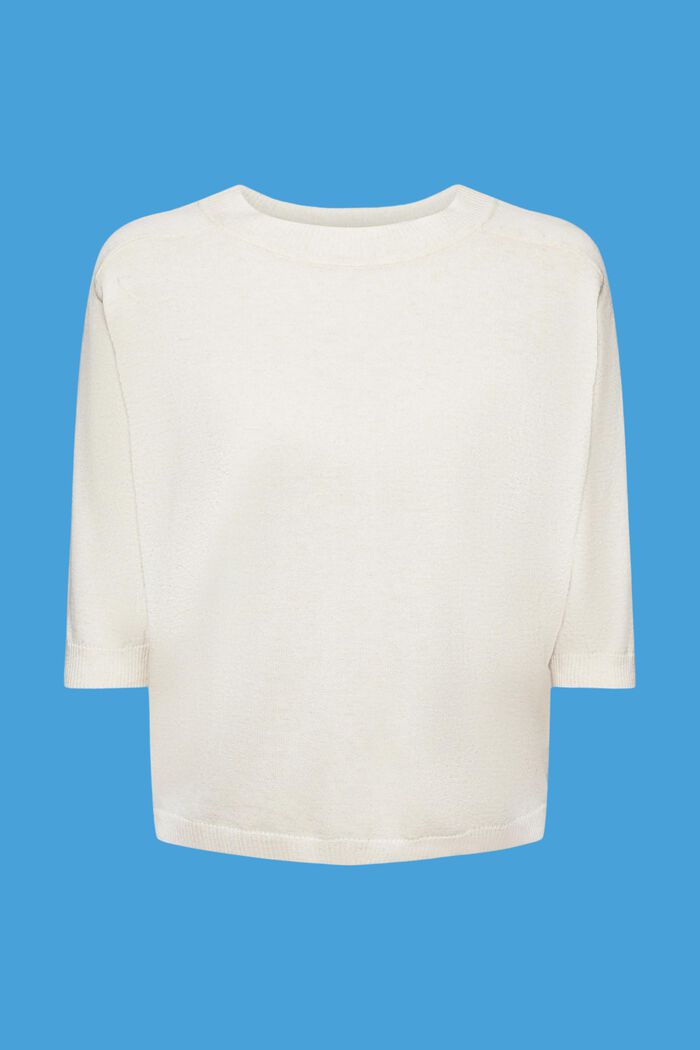 Sweter ze skróconym rękawem z lnem, NEW ICE, detail image number 6