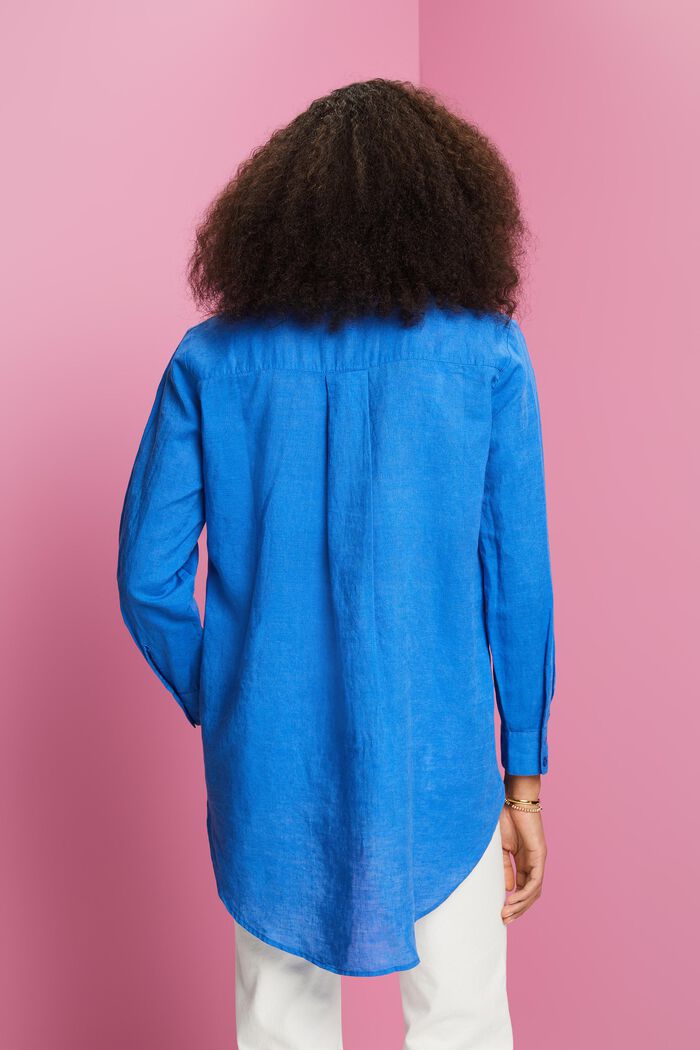 Koszula z mieszanki lnu i bawełny, BRIGHT BLUE, detail image number 3
