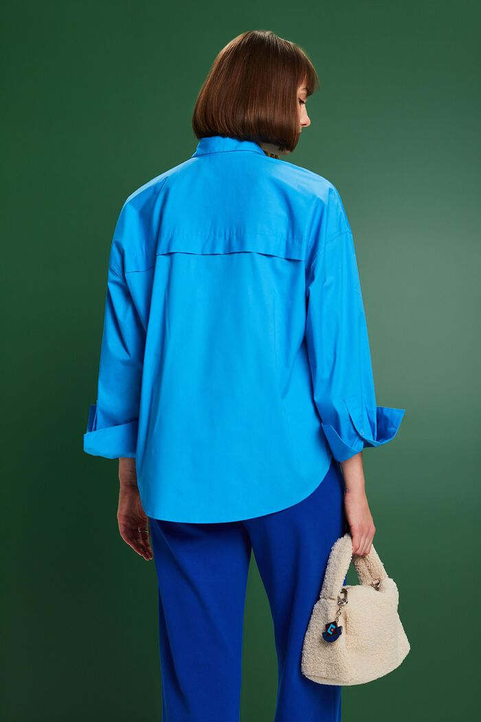 Koszula z bawełnianej popeliny na guziki, BLUE, detail image number 2