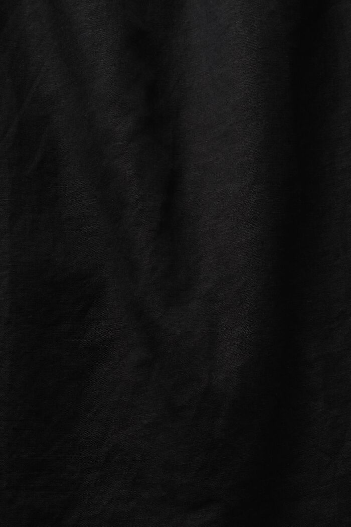 Bluzka bez rękawów z bawełny i lnu, BLACK, detail image number 4