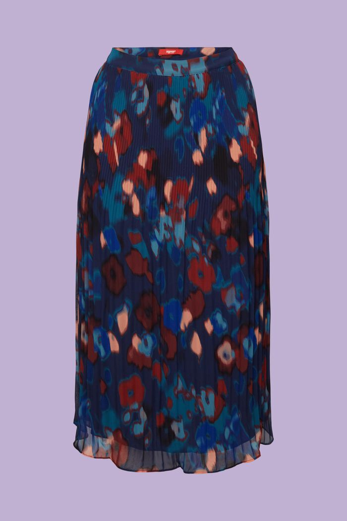 Plisowana spódnica midi z szyfonu, DARK BLUE, detail image number 6