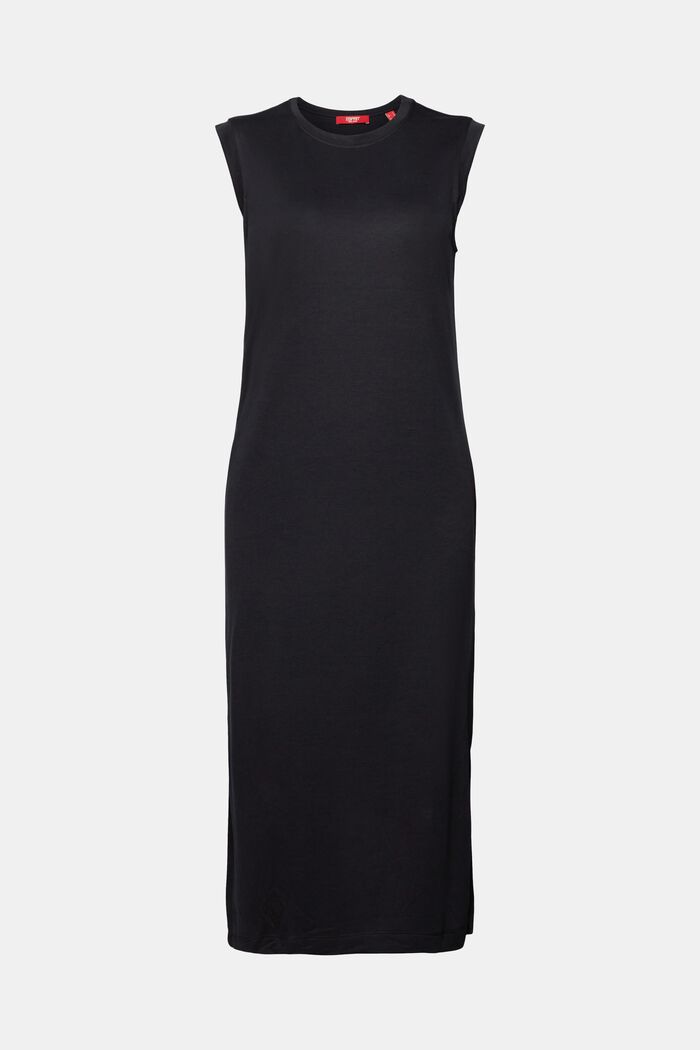 Koszulowa sukienka midi bez rękawów, BLACK, detail image number 6