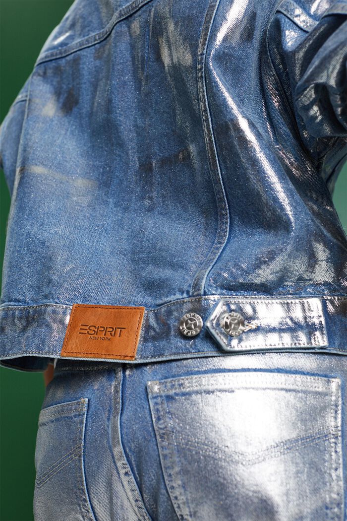 Metaliczna dżinsowa kurtka, GREY RINSE, detail image number 5