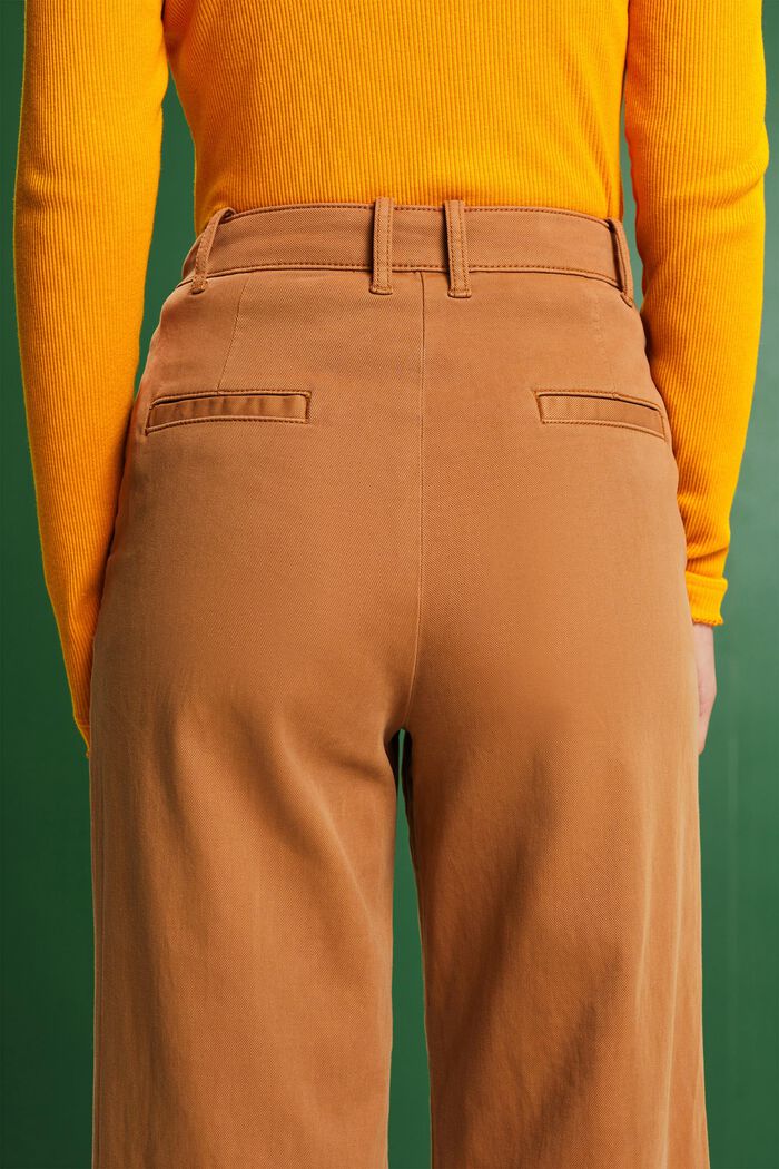 Szerokie spodnie chino z wysokim stanem, CARAMEL, detail image number 4