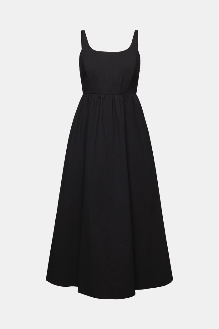 Sukienka midi z popeliny z usztywnieniem, BLACK, detail image number 6