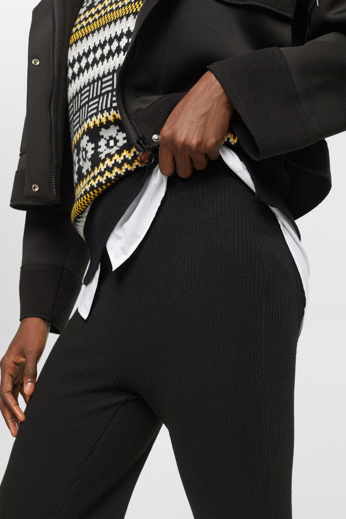Spodnie z prążkowanej dzianiny, BLACK, detail image number 2