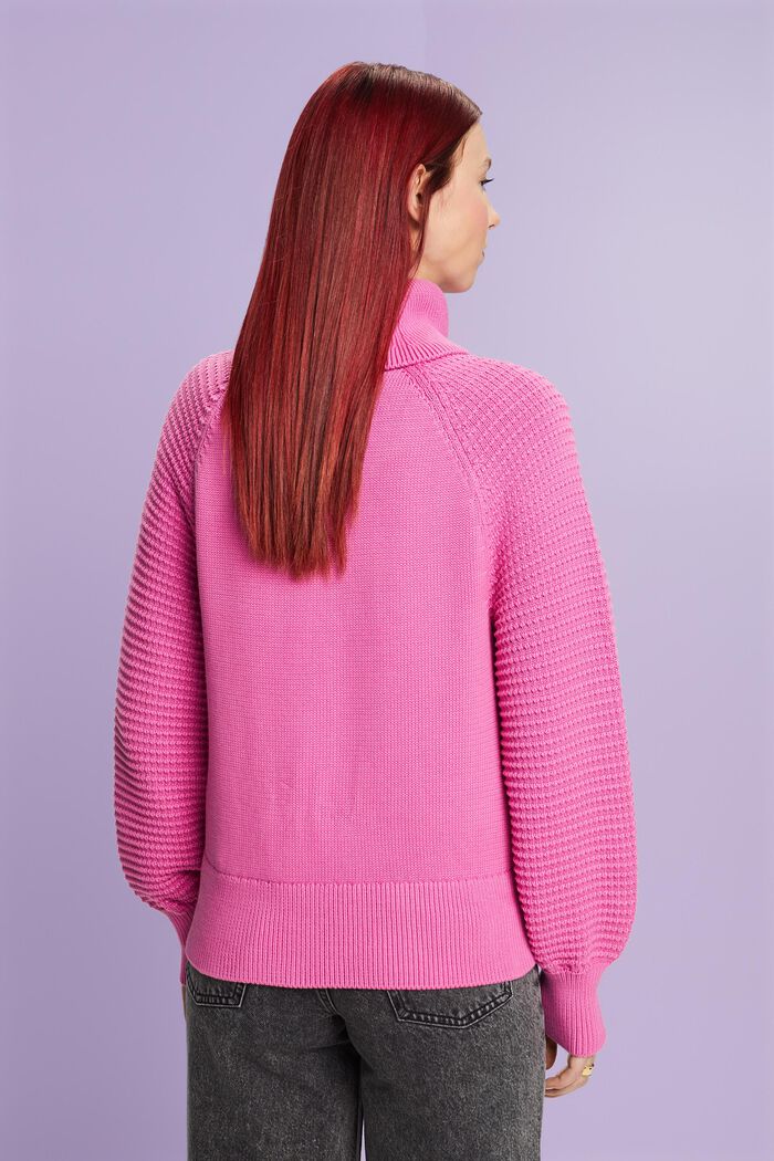 Sweter z półgolfem z bawełny, PINK FUCHSIA, detail image number 4