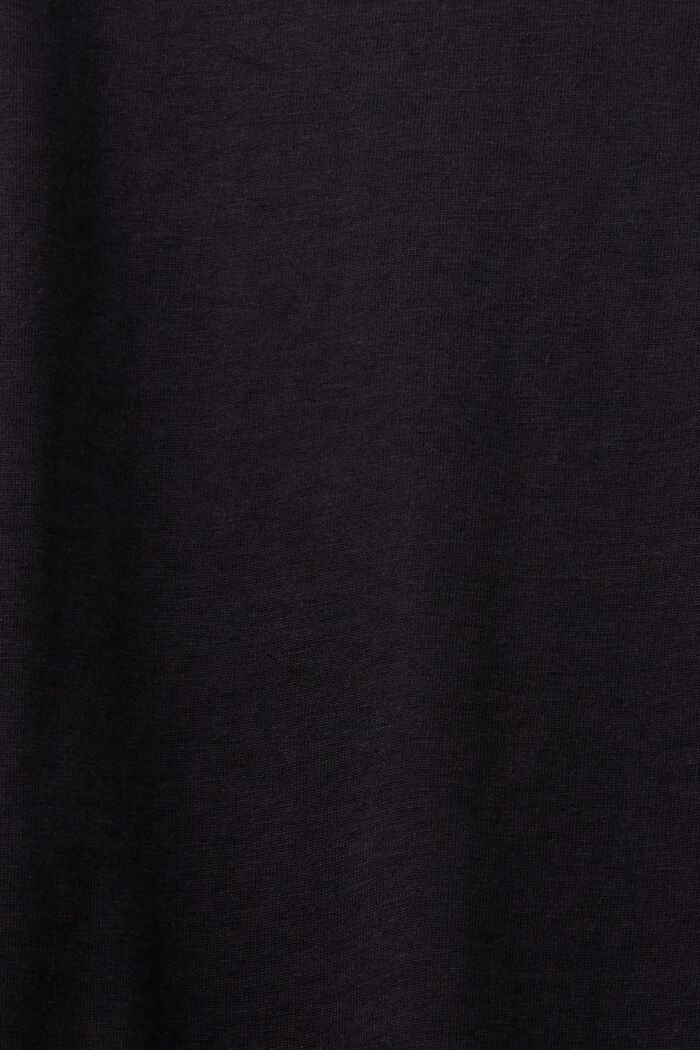 T-shirt z dekoltem w serek z organicznej bawełny, BLACK, detail image number 4