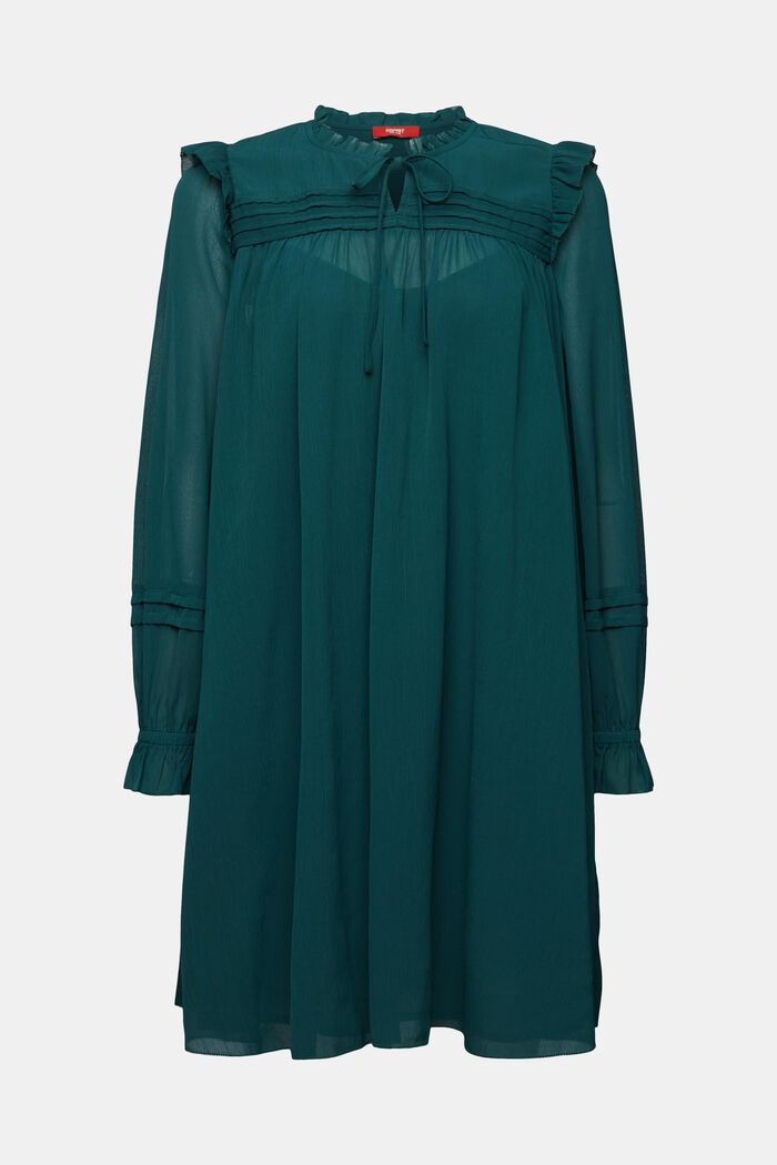 Sukienka mini z szyfonowej krepy, EMERALD GREEN, detail image number 6