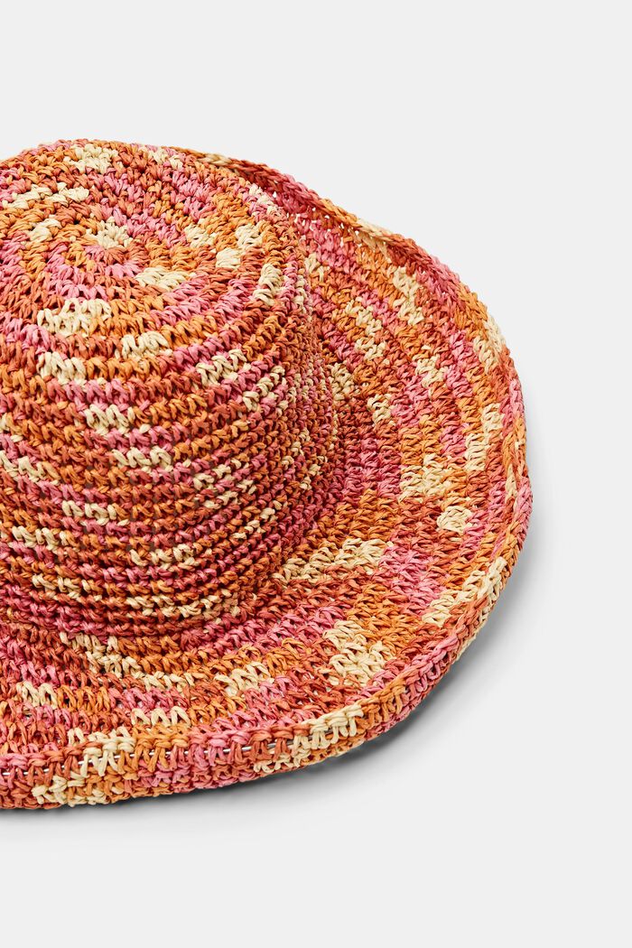 Słomiany kapelusz rybacki w melanżowym stylu, PINK/ORANGE, detail image number 1