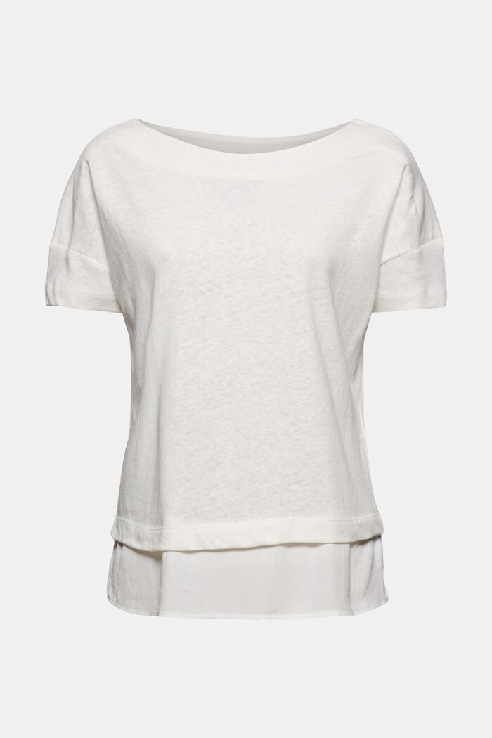 Z lnem: warstwowy T-shirt, OFF WHITE, detail image number 6