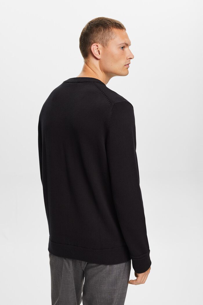 Sweter z okrągłym dekoltem z bawełny, BLACK, detail image number 3
