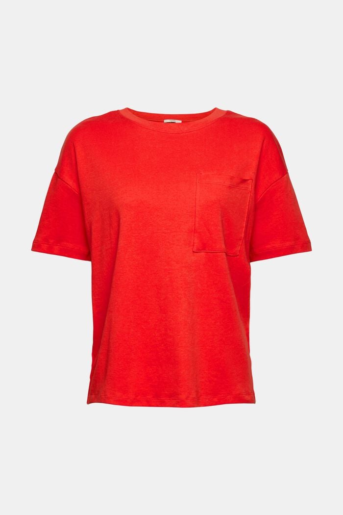 T-shirt z kieszonką na piersi, ORANGE RED, overview