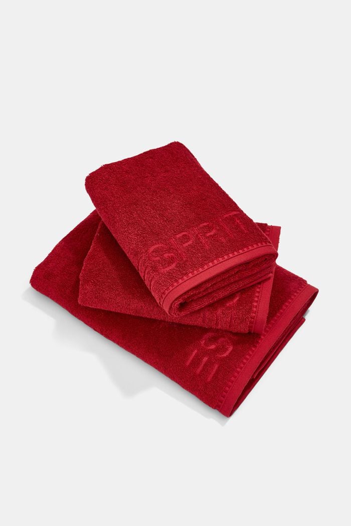 Z włóknem TENCEL™: zestaw 3 ręczników z froty, RUBIN, overview