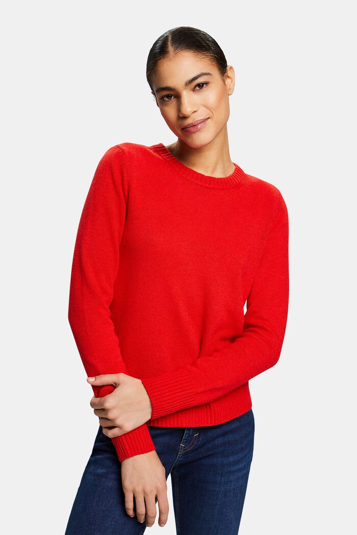 Sweter z okrągłym dekoltem, RED, detail image number 0