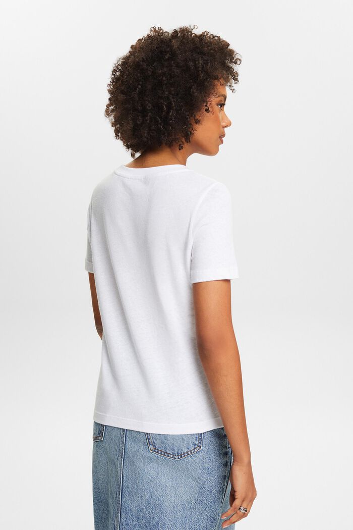 T-shirt z bawełny i lnu, WHITE, detail image number 2