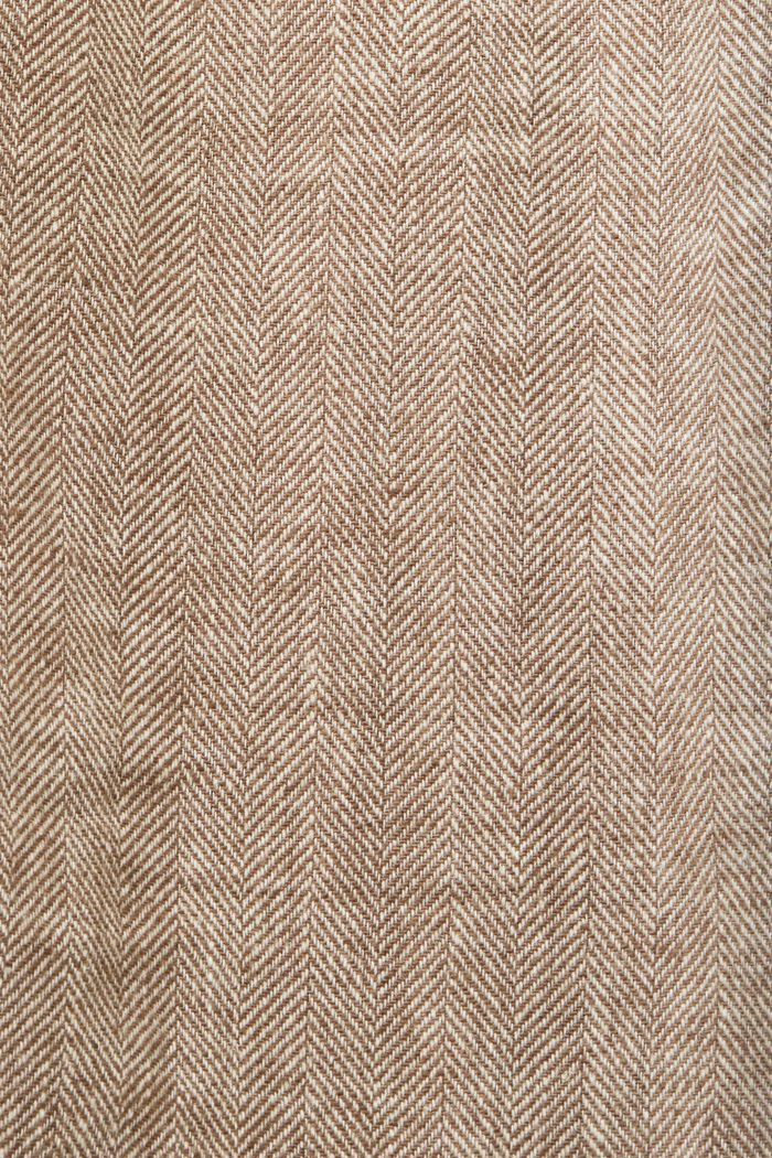 Spodnie w jodełkę z mieszanki bawełny i lnu, DARK BROWN, detail image number 6