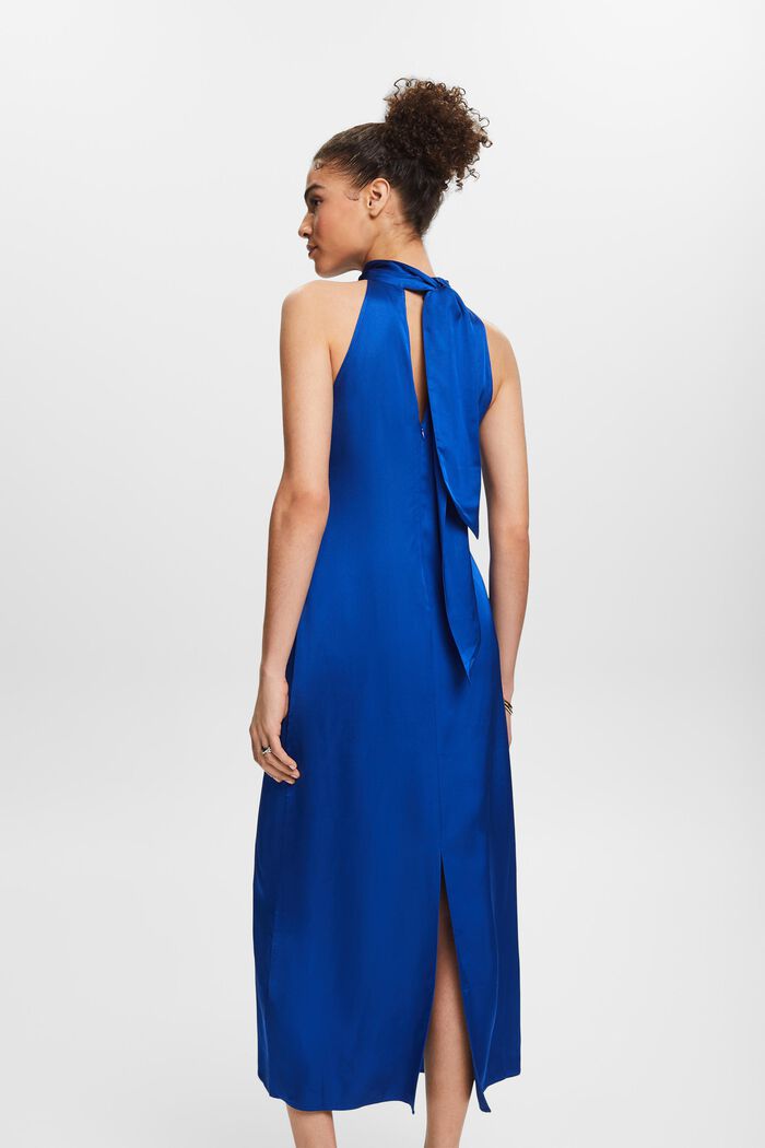 Satynowa sukienka maxi z wiązaniem na szyi, BRIGHT BLUE, detail image number 2