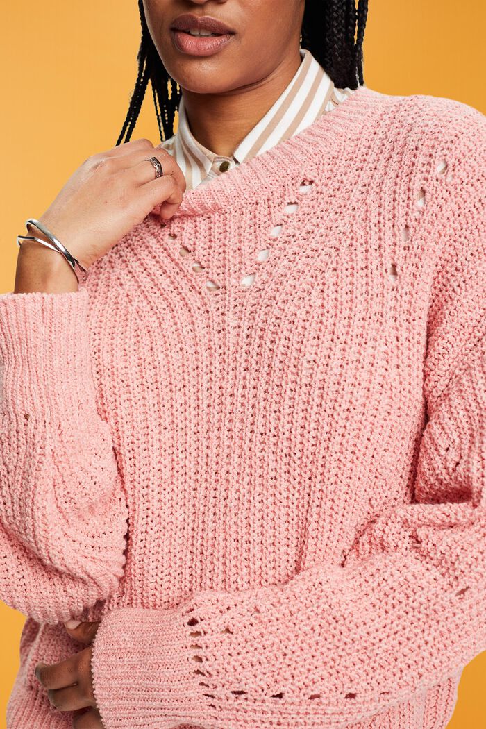 Sweter z warkoczowym wzorem, PINK, detail image number 2