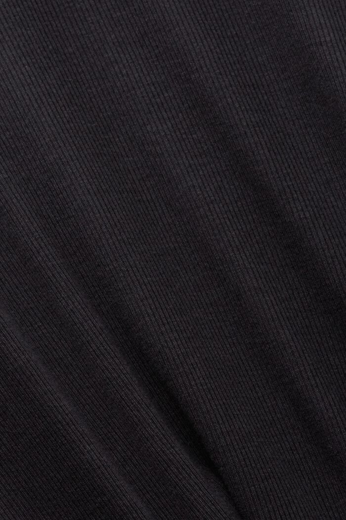 Prążkowany T-shirt z dekoltem w serek, BLACK, detail image number 4