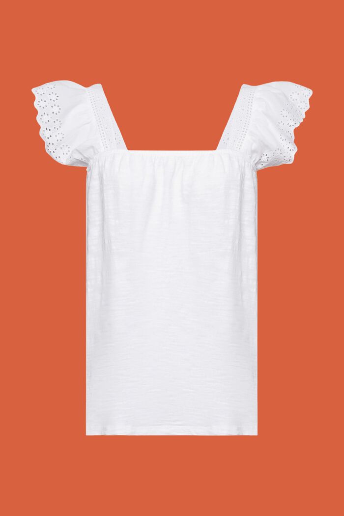 T-shirt z dżerseju z haftowanymi rękawami, WHITE, detail image number 5