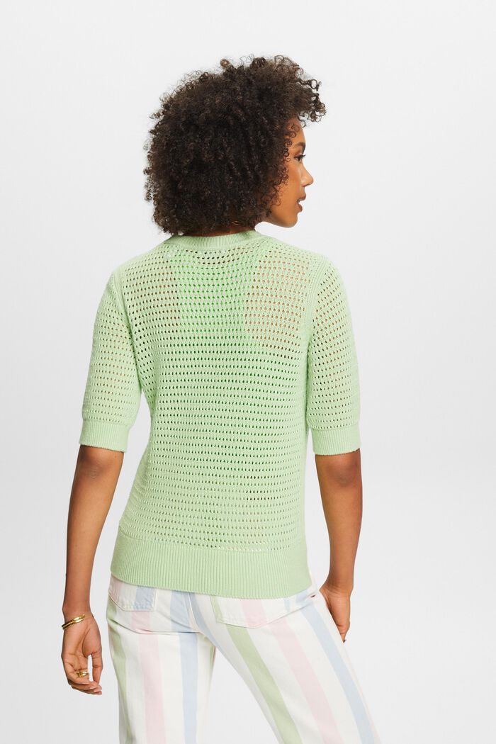 Sweter z krótkim rękawem z siateczki, LIGHT GREEN, detail image number 2