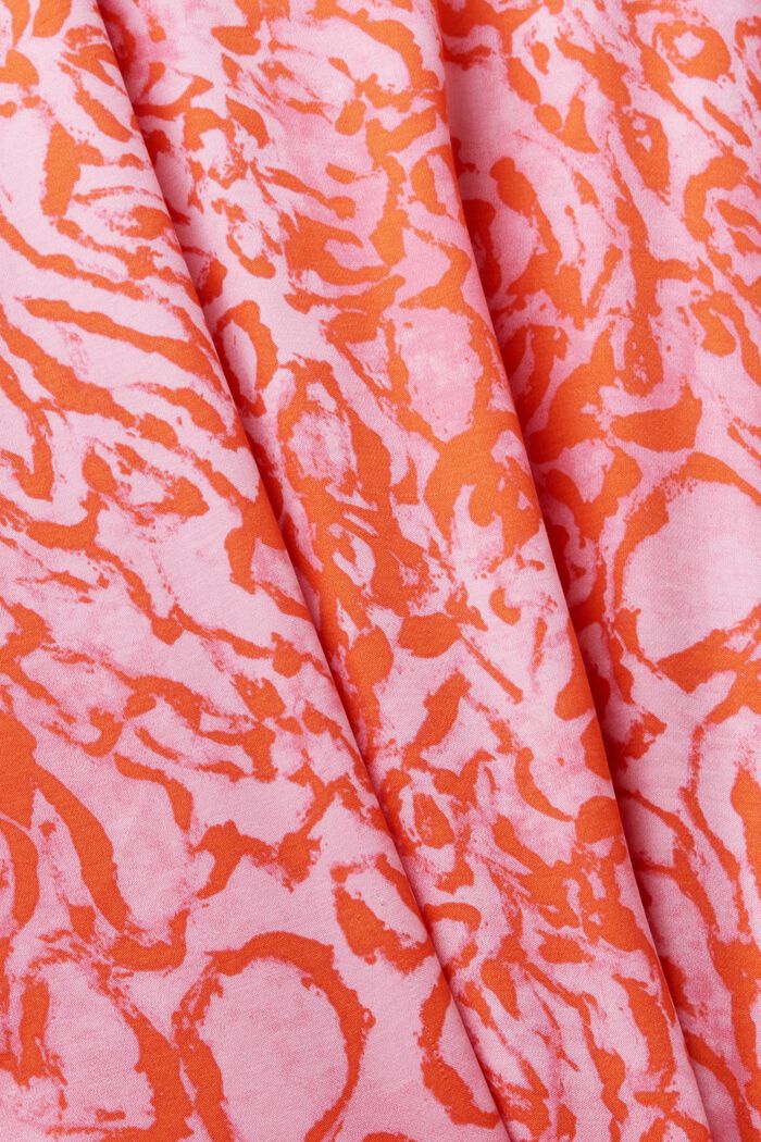 Wzorzysta, satynowa sukienka midi z falbankami, PINK, detail image number 5