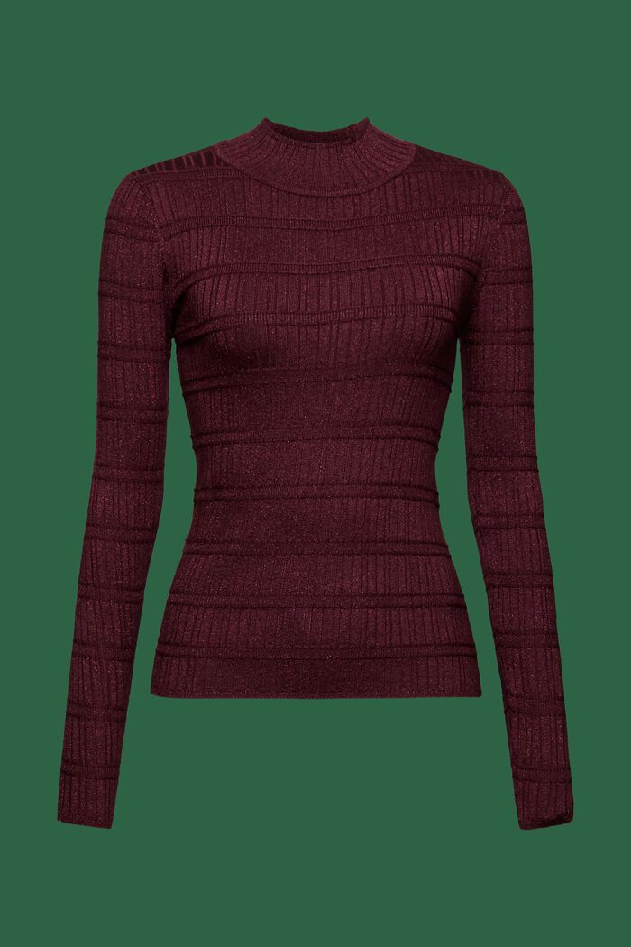 Połyskujący sweter z półgolfem, LENZING™ ECOVERO™, BORDEAUX RED, detail image number 6
