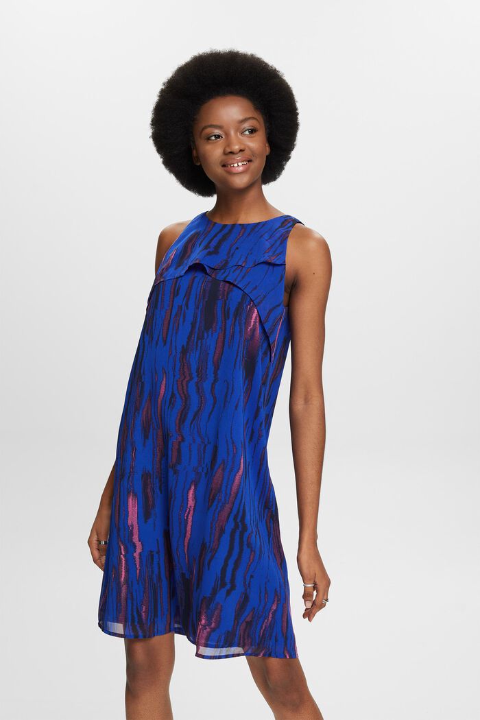 Sukienka mini z szyfonowej krepy z nadrukiem, BRIGHT BLUE, detail image number 0