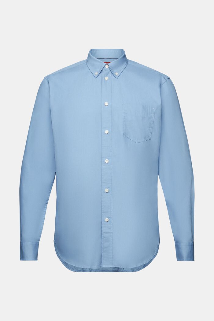 Popelinowa koszula z przypinanym kołnierzykiem, 100% bawełny, LIGHT BLUE, detail image number 7