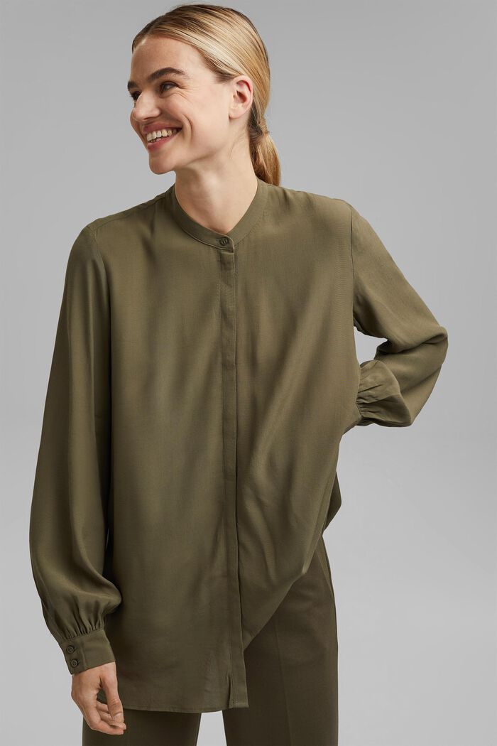Dłuższa tunikowa bluzka z LENZING™ ECOVERO™, DARK KHAKI, detail image number 5