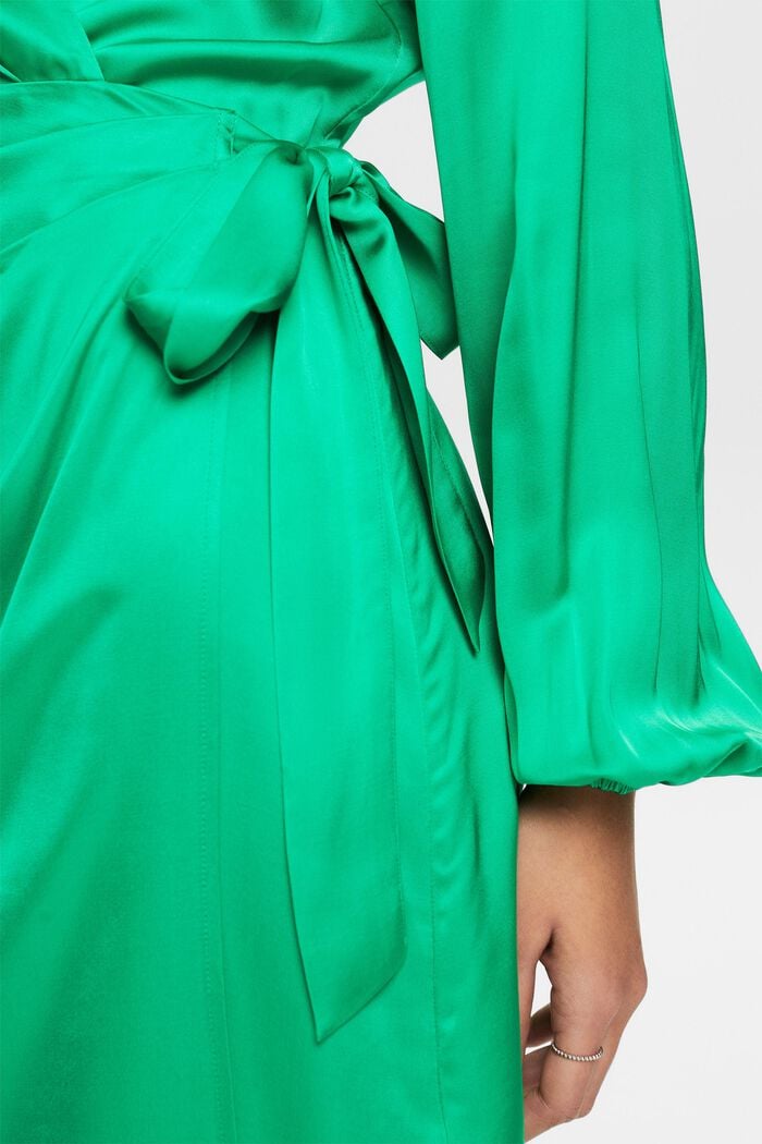 Kopertowa sukienka mini z satyny, GREEN, detail image number 3