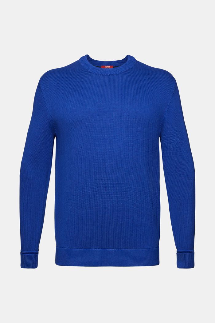 Sweter z okrągłym dekoltem z bawełny, BRIGHT BLUE, detail image number 6