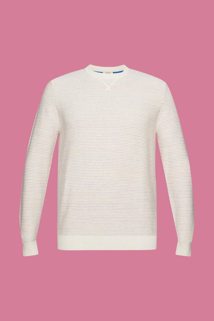 Sweter w kolorowe paski z bawełny organicznej, OFF WHITE, detail image number 6