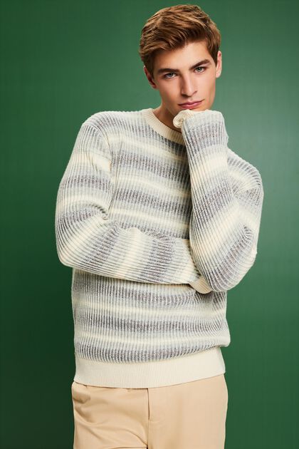 Sweter z okrągłym dekoltem z prążkowanej dzianiny