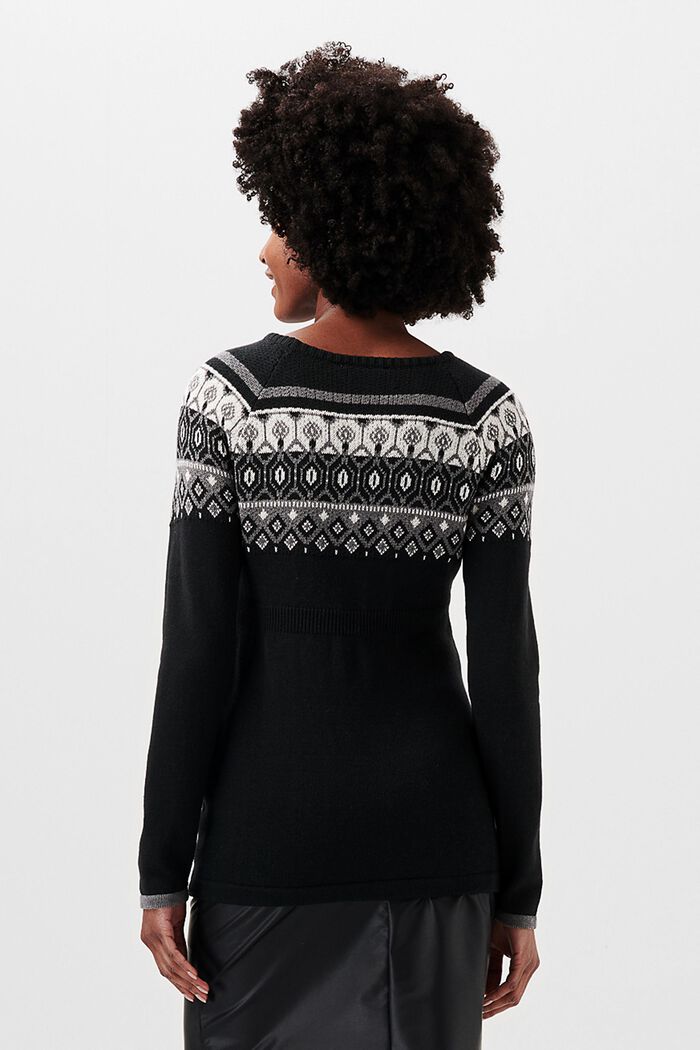 Dzianinowy żakardowy sweter, bawełna organiczna, BLACK INK, detail image number 1