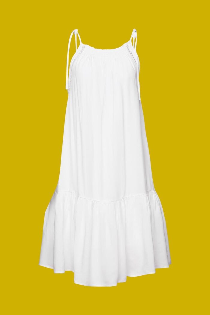 Sukienka na ramiączkach z marszczeniem, WHITE, detail image number 6