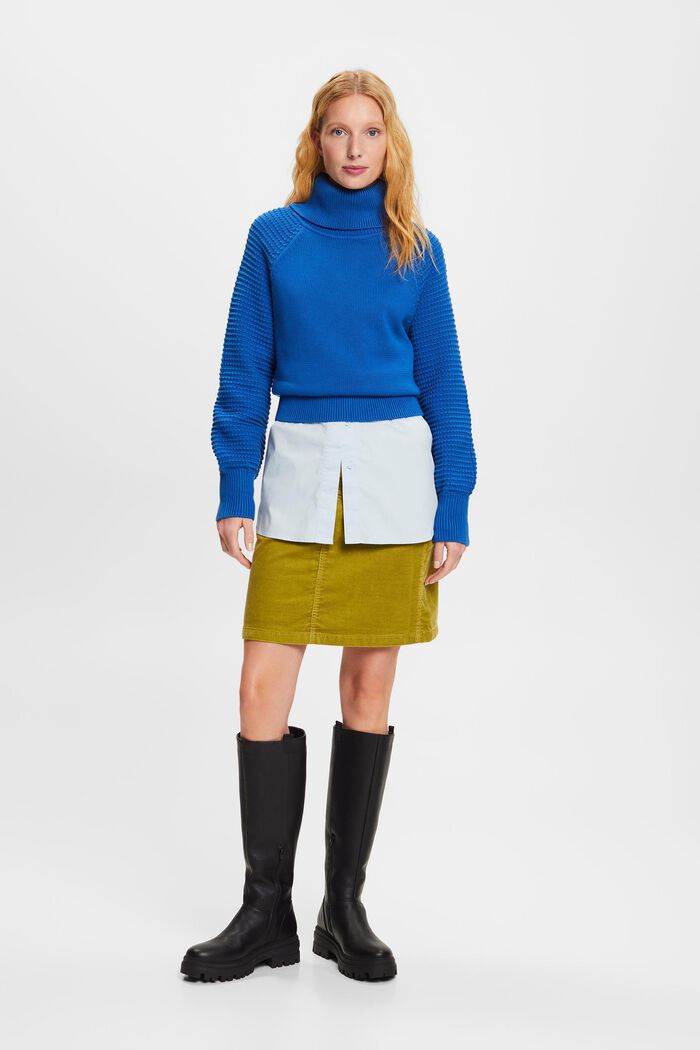 Sweter z półgolfem z bawełny, BRIGHT BLUE, detail image number 0