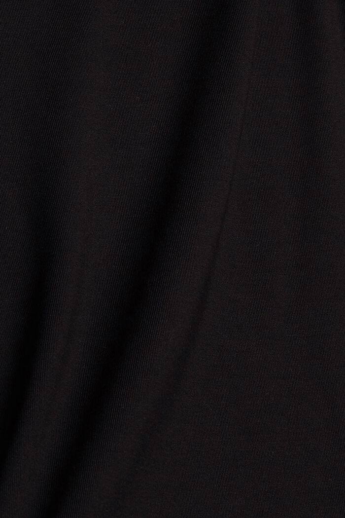 Elastyczny top z satynowymi lamówkami, BLACK, detail image number 4