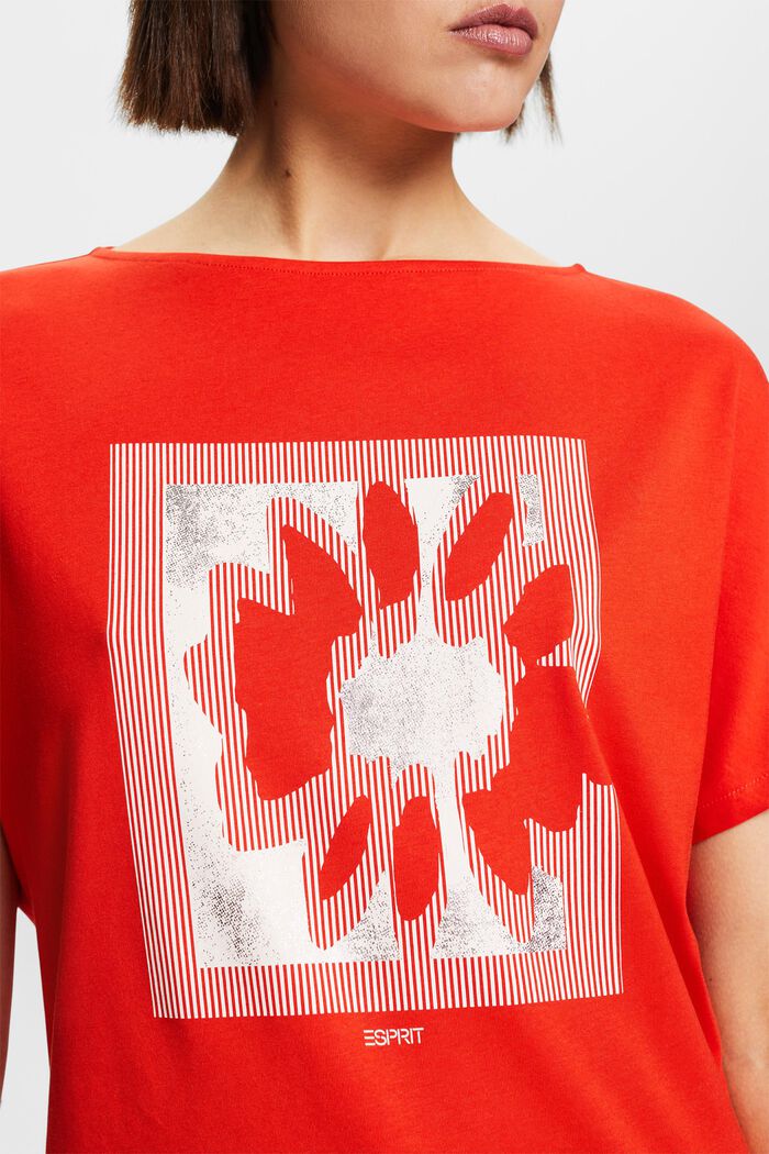 Dżersejowy T-shirt z nadrukiem z przodu, RED, detail image number 3