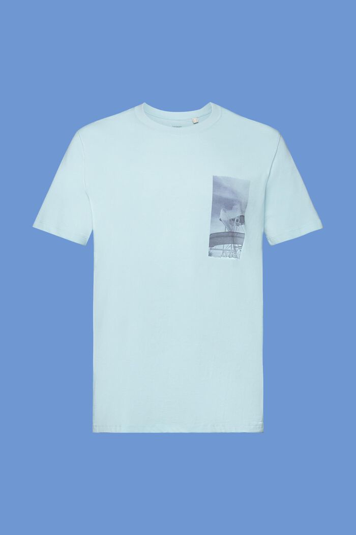 T-shirt z nadrukiem na piersi, 100% bawełny, LIGHT TURQUOISE, detail image number 6