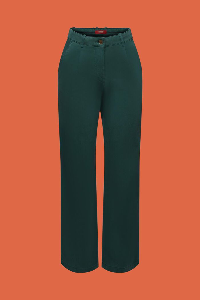 Szerokie spodnie chino z wysokim stanem, EMERALD GREEN, detail image number 7