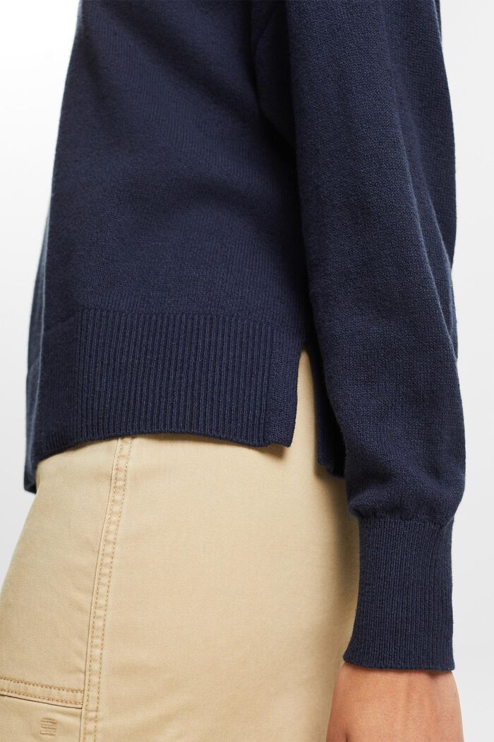Sweter z bawełny i lnu, NAVY, detail image number 3