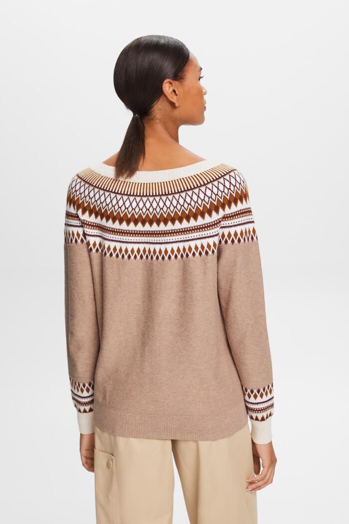 Żakardowy sweter z bawełny, LIGHT TAUPE, detail image number 4
