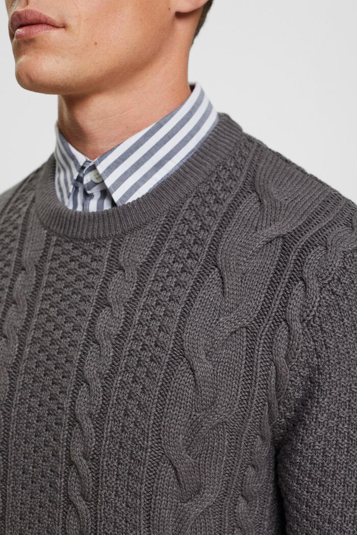 Sweter z warkoczowym wzorem, DARK GREY, detail image number 0