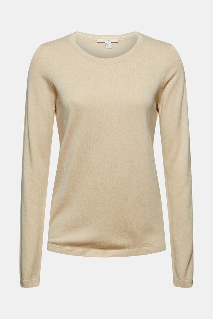 Sweter basic z mieszanki z bawełną ekologiczną, BEIGE, detail image number 0